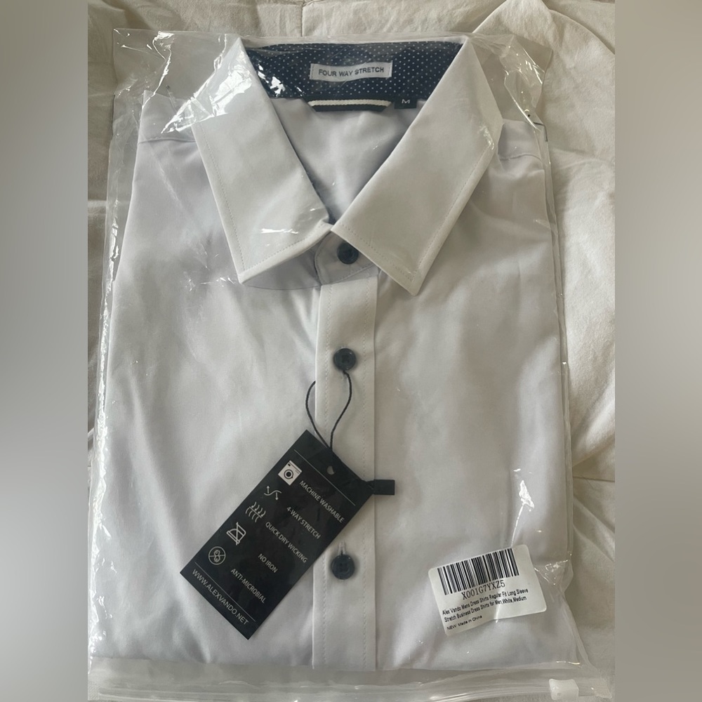 Alex Vando Mens Dress Shirt Regular Fit Long Sleeve Stretch Dress Shirts for Men